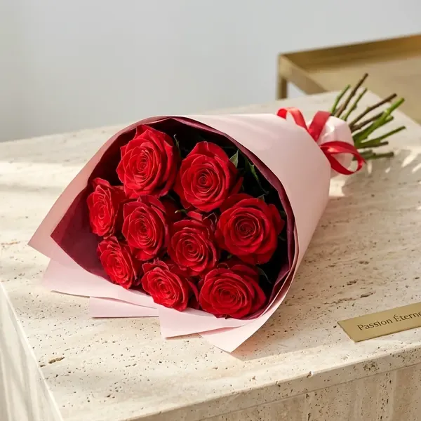 Bouquet Passion Éternelle - 10 Roses Rouges | Livraison 2h