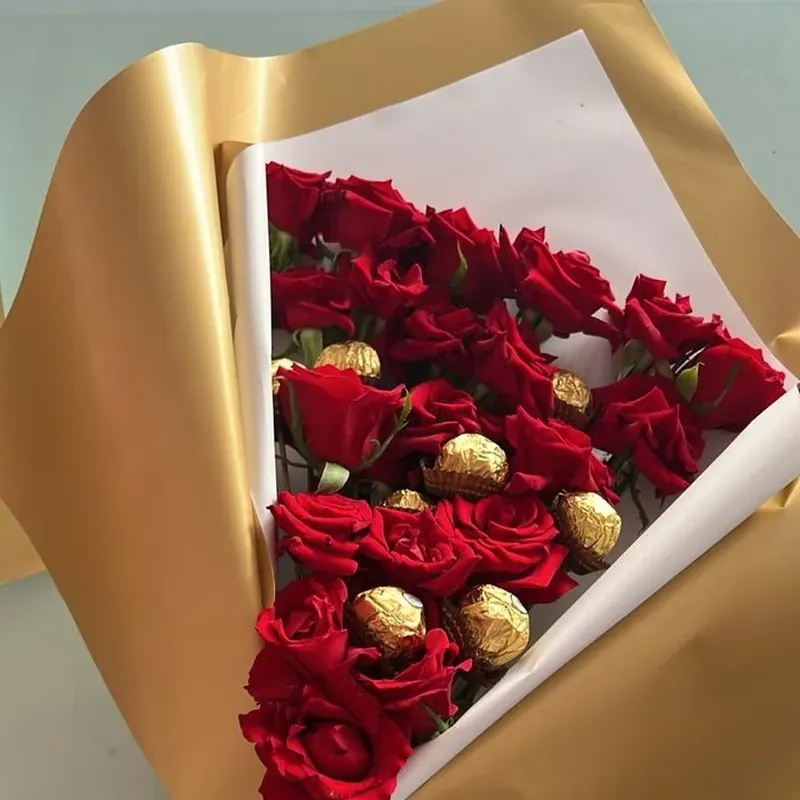 Bouquet Délices Dorés - 15 Fleurs & Ferrero Rocher | Livraison 2h